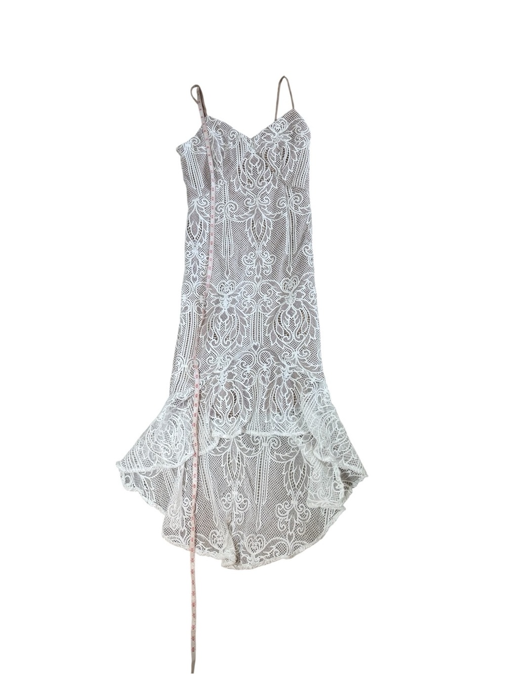 Windsor Lace Mermaid Midi Dress Ivory Nude Sheer Bodycon Bridal Size Large - Picture 6 of 11